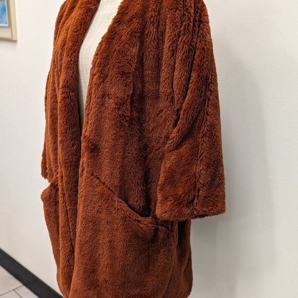 Mystree Burnt orange leopard lined coat Size L - Picture 3 of 5